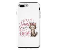 Jesus Thinks I'm A Delight Funny Christian Faith Cat Lover Coque pour iPhone 7 Plus/8 Plus