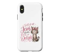 Jesus Thinks I'm A Delight Funny Christian Faith Cat Lover Coque pour iPhone X/XS