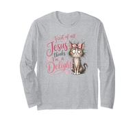 Jesus Thinks I'm A Delight Funny Christian Faith Cat Lover Manche Longue