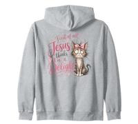 Jesus Thinks I'm A Delight Funny Christian Faith Cat Lover Sweat à Capuche