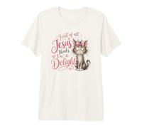 Jesus Thinks I'm A Delight Funny Christian Faith Cat Lover T-Shirt Haut de Gamme