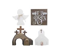 Jesus Tomb Easter Tray Decor Bundle Kit Handcrafted Resurrection Scene Risen Christ Figure Table Ornament for Home Office