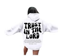 Jesus Trust In The Lord Sweat à capuche léger pour femme, coupe ample, pull chrétien décontracté, tenue « I Love Jesus » Mode universitaire à manches longues tendance Sweat graphique tendance Dieu