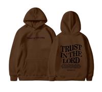 Jesus Trust In The Lord Sweats à capuche graphique pour femme tendance lettre chrétienne avec capuche pull à capuche religieux Workou University Pull doublé en polaire doux Jésus sauve Dieu, café, XL
