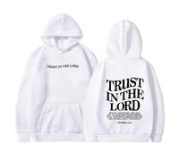 Jesus Trust In The Lord Sweats à capuche graphique pour femme tendance lettre chrétienne avec capuche pull à capuche religieux Workou University Pull doublé en polaire doux Jésus sauve Dieu, blanc
