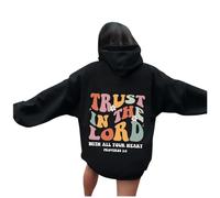 Jesus Trust In The Lord Sweats à capuche pour femme automne décontracté chrétien pull à capuche Dieu tendance avec motifs lettres graphiques tenues vintage religieux Jésus sauve avec capuche mignon