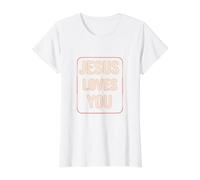 Jésus Vous Aime T-Shirt Graphique avec Valeur, Femme, Blanc, XL