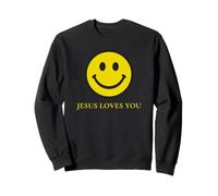 Jésus Vous Aime Visage Heureux Mignon Religieux chrétien Sweatshirt