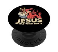 Jésus Vous soutient - Jésus vainc Le Diable PopSockets PopGrip Adhésif