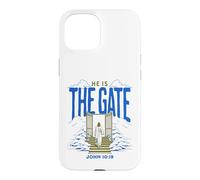 Jesus Way The Gate Citation du Verset de la Bible catholique John 10 19 Coque pour iPhone 15