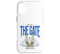 Jesus Way The Gate Citation du Verset de la Bible catholique John 10 19 Coque pour iPhone 16 Plus