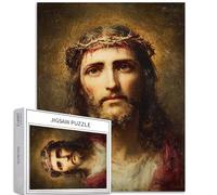 Jesus Weeps and is Crowned with Thorns - Puzzle de 1 000 pièces pour adultes - Fond doré - Jeux d'activités familiales - Puzzle coloré pour décoration d'intérieur - Cadeaux de 50,8 x 68,6 cm