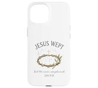 Jesus Wept John 11:35 Crown of Thorns Watercolor Coque pour iPhone 15
