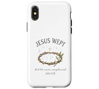 Jesus Wept John 11:35 Crown of Thorns Watercolor Coque pour iPhone X/XS