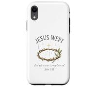 Jesus Wept John 11:35 Crown of Thorns Watercolor Coque pour iPhone XR