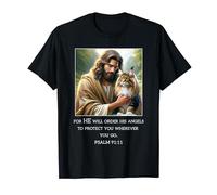 Jesus with Cats Psalm 99 11- Jesus and a Maine Coon T-Shirt