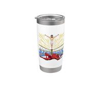 Jesus Wrestling Satan Humour Chrétien Catch BD Drôle Gobelet isotherme en acier inoxydable double paroi