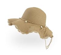 Jesustree Chapeau de Paille Femme, Casquette Soleil Pliable Protection UV, D'été Plage Visière Large Bord Disquette De Papier Tresse Bucket Hat pour Voyage Randonnée Peche (Khaki)