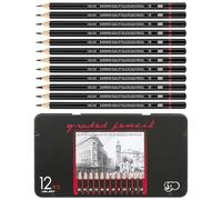 Jesustree Crayon Dessin Professionnels, 12Pcs Crayons Graphite 2H H F HB B 2B 3B 4B 5B 6B 7B 8B, Crayons Croquis avec Boîte de Stockage pour Enfants, Adultes et Artistes Débutants