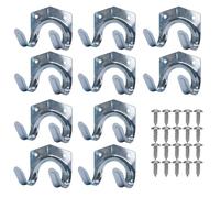 Jesustree Crochets de Rangement en Métal, 10Pcs Porte-Outils de Jardin Mural, Crochets de Rangement Doubles en U Support Mural pour Garage Remise Entrepôt Ferme Établi