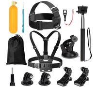 Jesustree Kit Accessoires Camera Sport 9 en 1, Sangles de Caméra d'action, Harnais de Poitrine Harnais de tête, Compatible avec GoPro Hero 9/8/7/6, Insta360 DJI Osmo Action Action 2 AKASO, et Plus