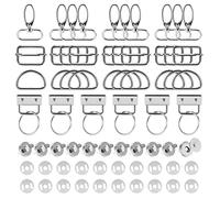 Jesustree Mousqueton Sac a Main Mercerie Couture Accessoire Pivotant Snap Crochets, Bouton de Snap Magnétique, Anneau Couture en Forme D Tri-Glide Sac Boucle en Métal, 46 Pièces