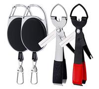 Jesustree Outils de Noeud de Pêche à la Mouche avec Zinger Retractor Combo, 4 en 1 Pêche Outil Nœud Attacher Rapide Multifonctionnel Tondeuse de Ligne Clipper Nipper Tackle(2pcs)
