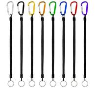 Jesustree Pêche Cordons Lanière de Pêche Lot de 8 Porte-clés de Ressort en Spirale avec Mousqueton, Rétractable Corde Anti-Disparition de Sécurité pour Poisson Outils Lèvres Grabber