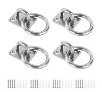 Jesustree Plaque à œil en Acier Inoxydable, 4 Pièces M5 Crochets à œillet avec Anneau, Carrée Crochet de Plafond pour Objets Suspendus Balançoire Auvent Accessoires de Bateau Pots Fleurs