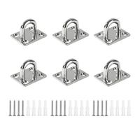 Jesustree Plaque à œil en Acier Inoxydable, 6 Pièces M6 Crochets à œillet avec Vis, Carrée Crochet de Plafond pour Objets Suspendus Balançoire Auvent Accessoires de Bateau Pots Fleurs