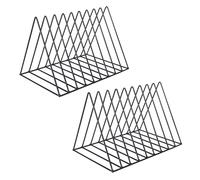 Jesustree Support de Rangement pour Disques Vinyle, 2 Pièces Porte Magazines Journaux Livres à 9 Emplacements, Métal Organiseur de Bureau ou Bibliothèque, Noir