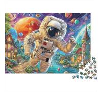Jet au-Dessus du Village coloré 1000 Pieces Extra-Thick Cardboard Aventure Village Spatial Jigsaw Puzzle Set Adult Stress Relief Educational Game Gift for Adult Collectors 38x26cm/1000pcs