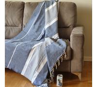 Jet de canap 3 places | Fouta XXL Arthur - Bleu - Bleu jean