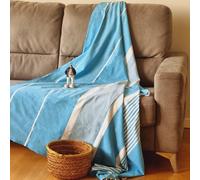 Jet de canap 3 places | Fouta XXL Arthur - Bleu - Bleu Turquoise