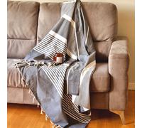 Jet de canap gris 2m x 3m | Fouta XXL Arthur 100% coton - Gris - Gris moyen