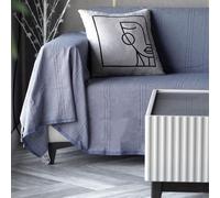 Jet de canap uni bleu - 200 x 300 cm - Bleu jean