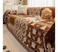 Jet de canapé de Noël, Housses de canapé réversibles | Housse de canapé en chenille, jeté décoratif de Noël for lits, canapés et chaises, doux et confortable(Brown,180x230cm)