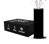 Jet de Scène couleur Argent Hauteur 2 Mètres Durée 30 Secondes - Lot de 5 - Jet de scène Artifice d'Intérieur à Étincelles Froides pour Mariage - Design FULL BLACK sans inscription - SPARKLERS CLUB®