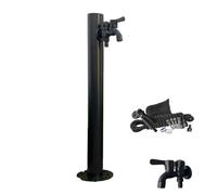 Jet d'eau de Jardin autoportant en Acier Inoxydable avec Robinet et entrée latérale - élément d'arrosage extérieur avec Pistolet de pulvérisation de 7,5 mètres pour Un arrosage Facile et Pra