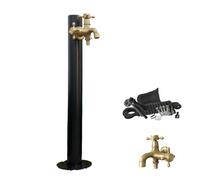 Jet d'eau de Jardin autoportant en Acier Inoxydable avec Robinet et entrée latérale, Pistolet de pulvérisation de 7,5 mètres - élément d'eau extérieur, Facile d'accès (Noir).