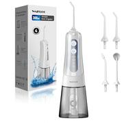 Jet Dentaire Hydropulseur, avec 4 Embouts Jet, Réservoir 300ML, Irrigateur Oral Portable avec 4 Modes, Étanchéité IPX7, Rechargeable, Nettoyage Dentaire pour Adultes à Domicile et en Voyage