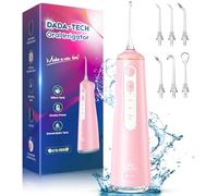 Jet Dentaire Hydropulseur Dentaire, Water flosser Hydropulseur et Irrigateur avec 8 Modes Personnalisables 7 Buses Réservoir de 300 ml (Rose)