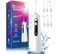 Jet Dentaire Hydropulseur Dentaire, Water flosser Hydropulseur et Irrigateur avec 8 Modes Personnalisables 7 Buses Réservoir de 300 ml (Blanc)