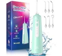 Jet Dentaire Hydropulseur Dentaire, Water flosser Hydropulseur et Irrigateur avec 8 Modes Personnalisables 7 Buses Réservoir de 300 ml (Vert)