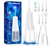 Jet Dentaire Hydropulseur et Irrigateurs Oral: Water Flosser 3 Modes et 6 Embouts Réservoir 310ML, USB Rechargeable, Étanche IPX7, Pour La Maison Et Les Voyages (Blanc)