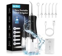 Jet Dentaire Hydropulseur et Irrigateurs Professionnel avec 5 Modes et 8 Embouts Remplaçables, Irrigateur Oral Sans Fil Rechargeable et Étanche IPX7, Réservoir 350ML