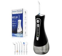 Jet Dentaire Hydropulseur et Portable Irrigateurs Oral,Water Flosser 320ml avec 4 Modes de Pression d'eau et 6 Embouts Remplaçable,Rechargeable et Étanche IPX7 For Home Voyages