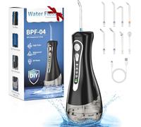 Jet Dentaire Hydropulseur Portable, 320 ML Water Flosser Réservoir avec 3+DIY Modes et 8 Buses Detartreur Dentaire, USB Rechargeable et Étanche IPX7,Hydropulseur Dentaire pour la Maison et les Voyages
