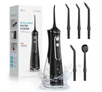 Jet Dentaire Hydropulseur Portable, 5 Buses Rotatives 360° 4 Modes, DIY Pression Réglable, Favorise l’Hygiène Buccale, USB Rechargeable Étanche IPX7, Hydropulseur 300 ML pour Maison et Voyage