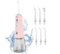 Jet Dentaire Hydropulseur Portable, Jet Dentaire Sans Fil Rechargeable avec 5 Mode set 6 Buses Capacité de 300 ML IPX7 Étanche Pour La Maison et Les Voyages Mm